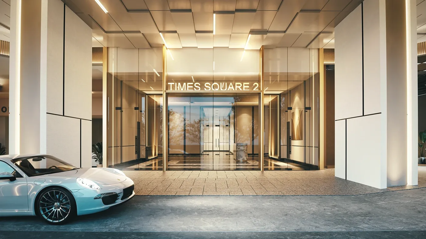 Grand drop-off render, artist's impression, Times Square 2